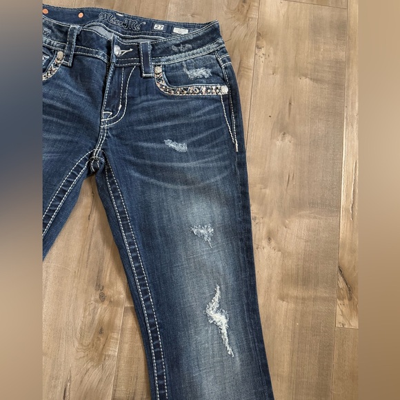 NEW Miss Me Signature Boot Cut Jeans Women 27 Denim Flap Pocket Beading Sequin - Picture 5 of 9